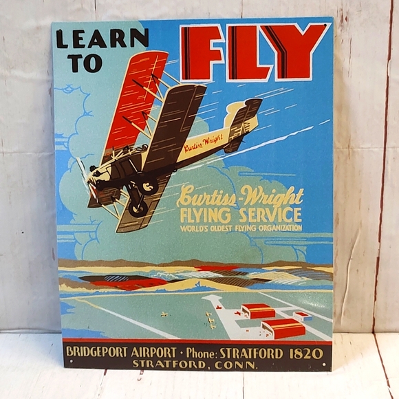 Retro Metal Sign- Learn To Fly - Aviation - Picture 1 of 11